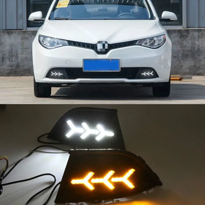 For MG GT 2014-2018 with Dynamic moving yellow turn signal and blue night light LED DRL daytime running light