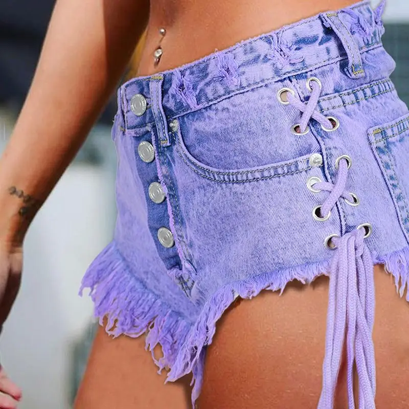 

Summer Jeans For Female High Waist Denim Shorts European and American Style Women Bottom Short With Tassel Brand Designer S671