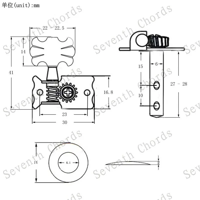 Ein Set von 3R3L Stimmwirbeln für klassische Gitarren, Mechaniken, Stimmgeräte, Gitarrenzubehörteile, Musikinstrument – Detail 8