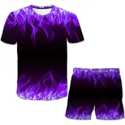 2021 neue sommer whirlpool Die lila flamme 3D Druck Männer/Frauen Shorts + T hemd Anzug sets männer/frauen kleidung schwimmen shorts männlichen