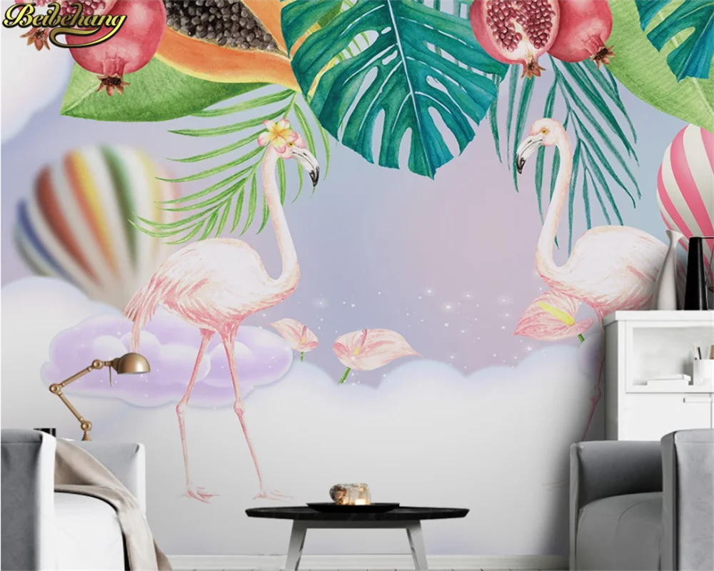 beibehang Custom 3d wallpaper mural pink couple flamingo children room background wall papers home decor papel de parede