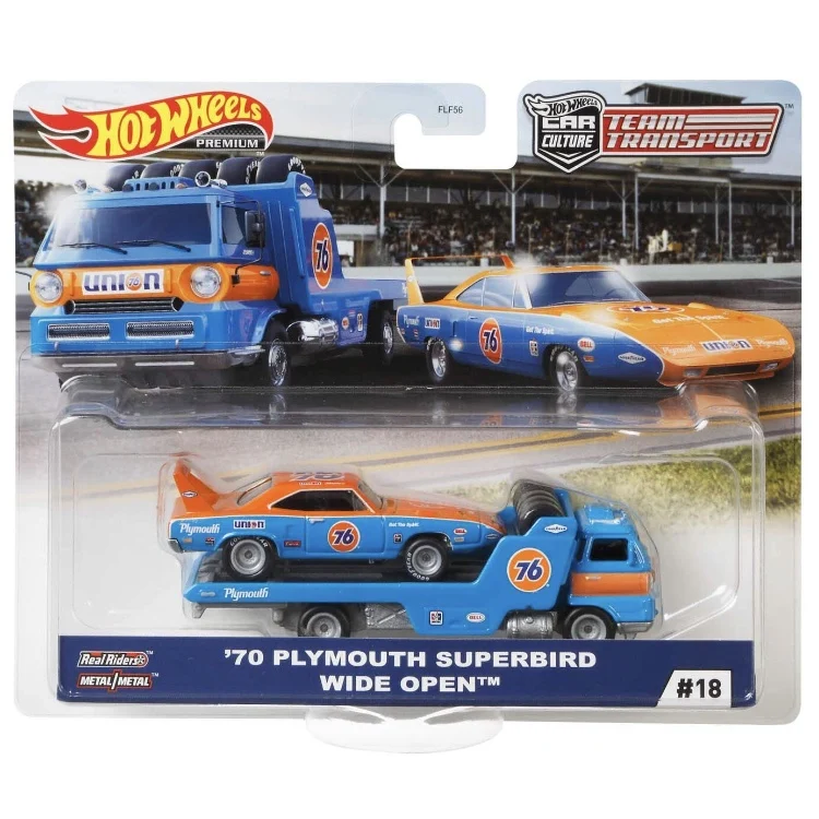 Hot Wheels Team Transport 70 PLYMOUTH SUPERBIRD & WIDE OPEN  Car Culture Metal Diecast Model Car FLF56