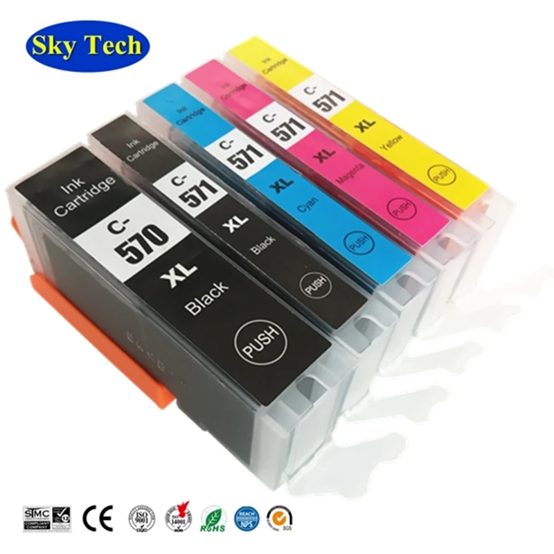 

5PK совместимые картриджи для Canon PGI570 CLI571 PGI-570 CLI-571, для Pixma MG5750/MG6850/MG7750/TS5050/TS6050/TS8050/TS9050