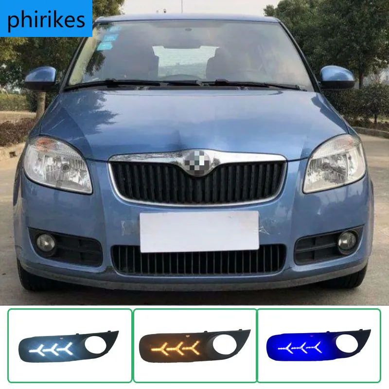 

1 Pair For SKODA Fabia 2008-2011 12V ABS LED DRL Daytime Running Lights Fog Lamp Cover Car- styling