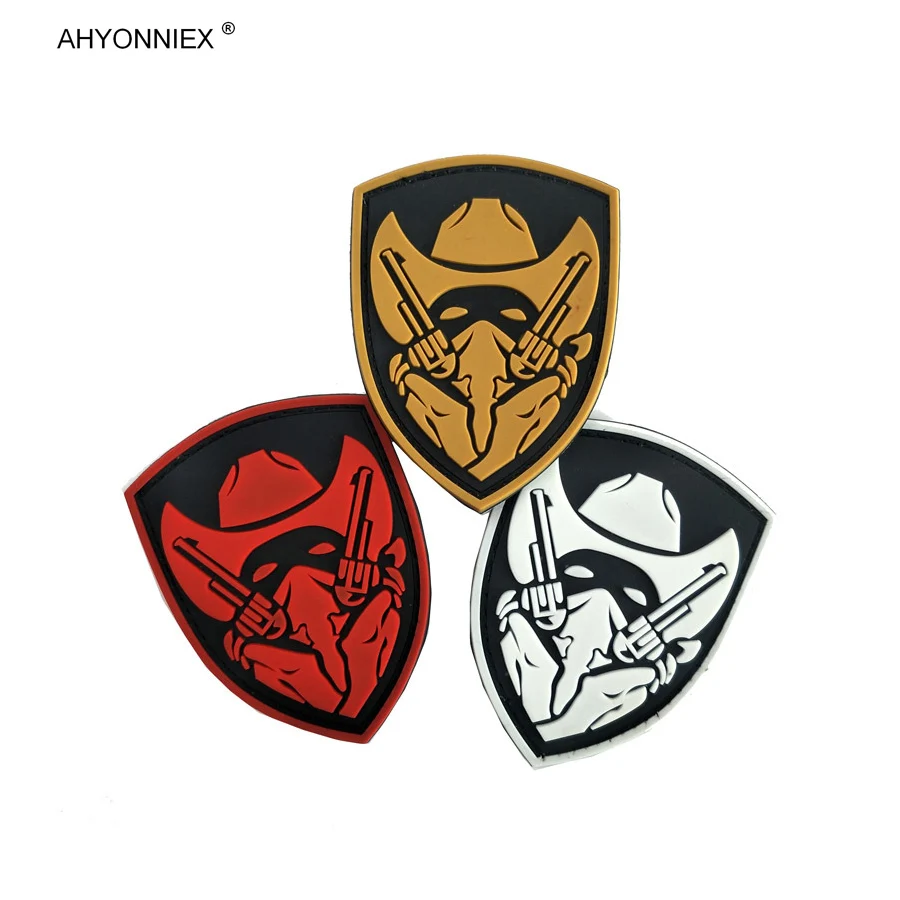 AHYONNIEX 1PC Fashion Luminous PVC Hook FaceTactical Military Patch Medal of Honor Cowboy Tactical Armband 3D Stickers Badges