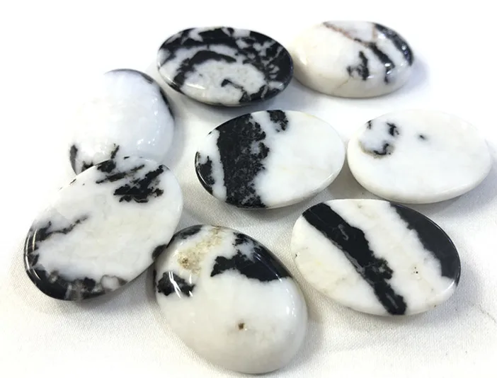 Wholesale Cabochon 10pcs/lot Black White Zebra CABS Natural Gemstones Cabochon Loose Beads 22x30mm Oval Fashion Jewelry Making