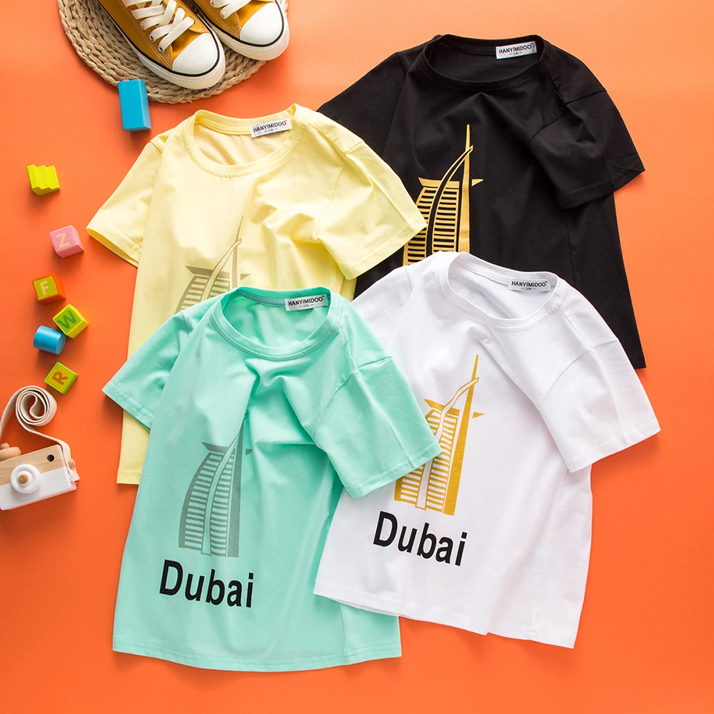 1PC 2020 Pure Cotton Muslim Islam Summer Style Dubai Printed T Shirt Fashion Father & Son Short Sleeve Tee Shirt