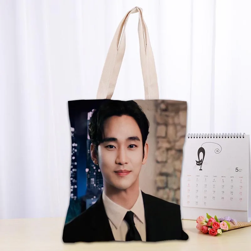 Nice Kim Soo Hyun Tote Bag Canvas Cloth Shoulder Shopper Bags For Women Eco pieghevole riutilizzabile Shopping Bags 0719