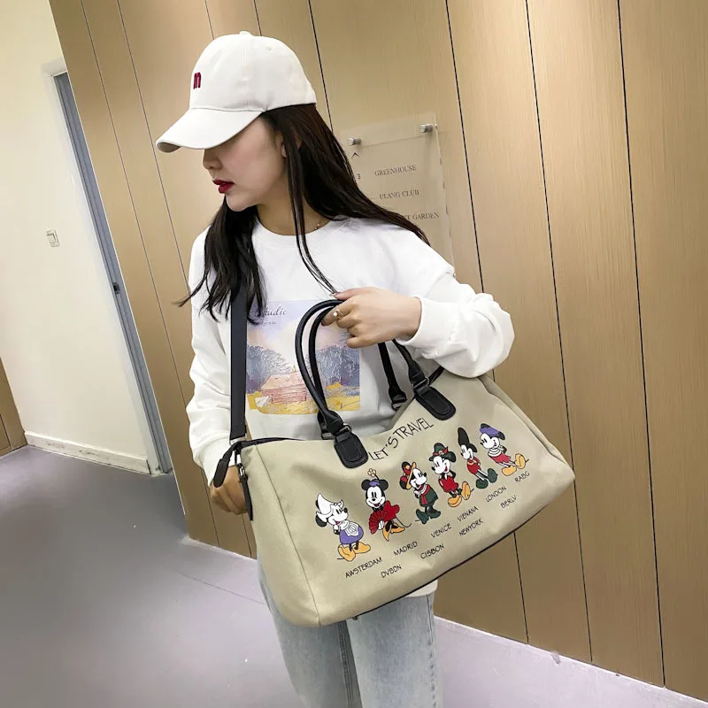 Disney Mickey fashion cartoon mouse canvas bag business trip women  shoulder bag outdoor travel bag portable large capacity