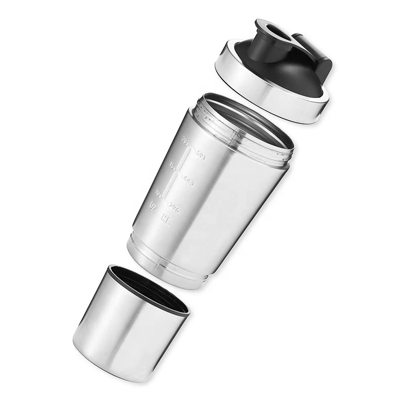 Portable Fitness Gym Sports Water Bottle Protein Powder Shaker Double Wall 304 Stainless Steel Car Milkshake Cup