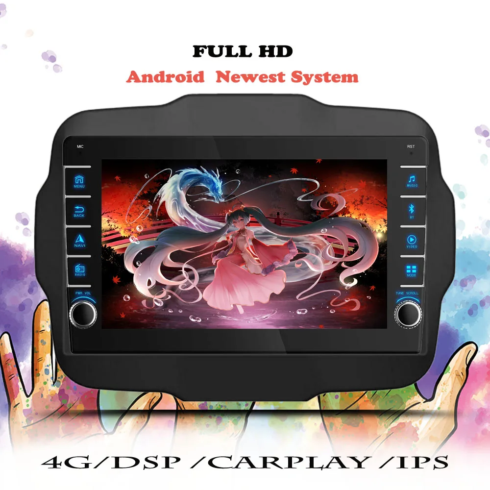 Multimedia Player Android 12 For Jeep Renegade 2014 2015 2016 2017 2018 2019 2020 Car Radio GPS Navigation NO 2 Din DVD Cassette