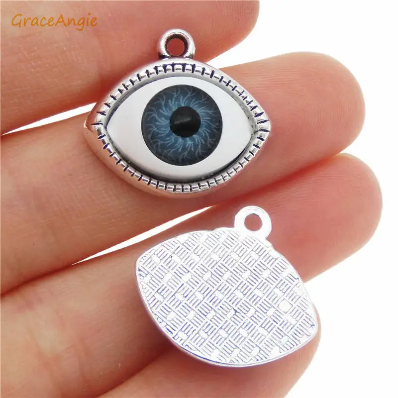 7pcs Retro Evil Eye Pendant Alloy Antique Flatback Demon Eyes Charms For Necklace Bracelet Earrings Jewelry DIY Accessory