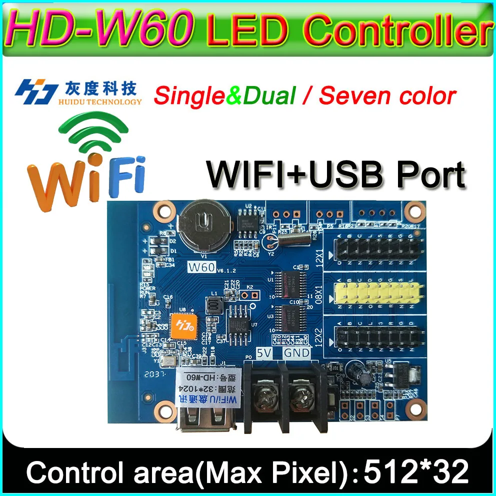 HD-W60,HD-W03 LED Display Controller, Single&Double Color P10 LED Sign Module Control card,U-Disk And WIFI Wireless Control