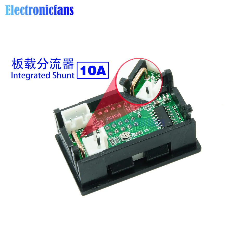 Mini Digital Voltmeter Ammeter DC 100V 10A Panel Amp Volt Current Meter Tester 0.56\