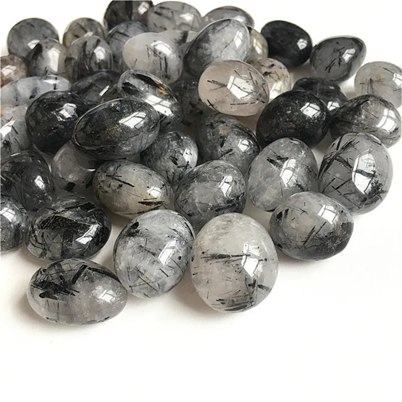 

Clear Black Hair Rutilated Natural Tumbled Stones Bulk Healing Crystals Polished Gemstones Supplies Wicca Energy Decor