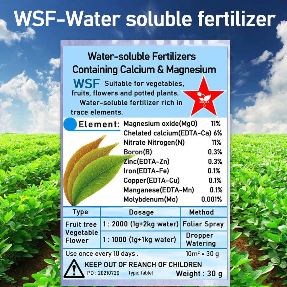 

WSF Water-soluble Fertilizers, Containing Calcium and Magnesium, Chelated Fertilizer, Plant Nutrition for Garden, 30g