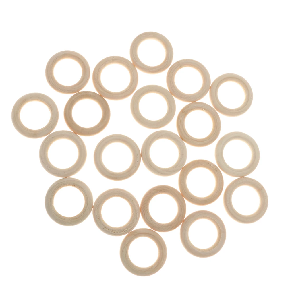 20x Natural Wood Loop Ring Round Wooden for DIY Jewelry Making Findings 35mm