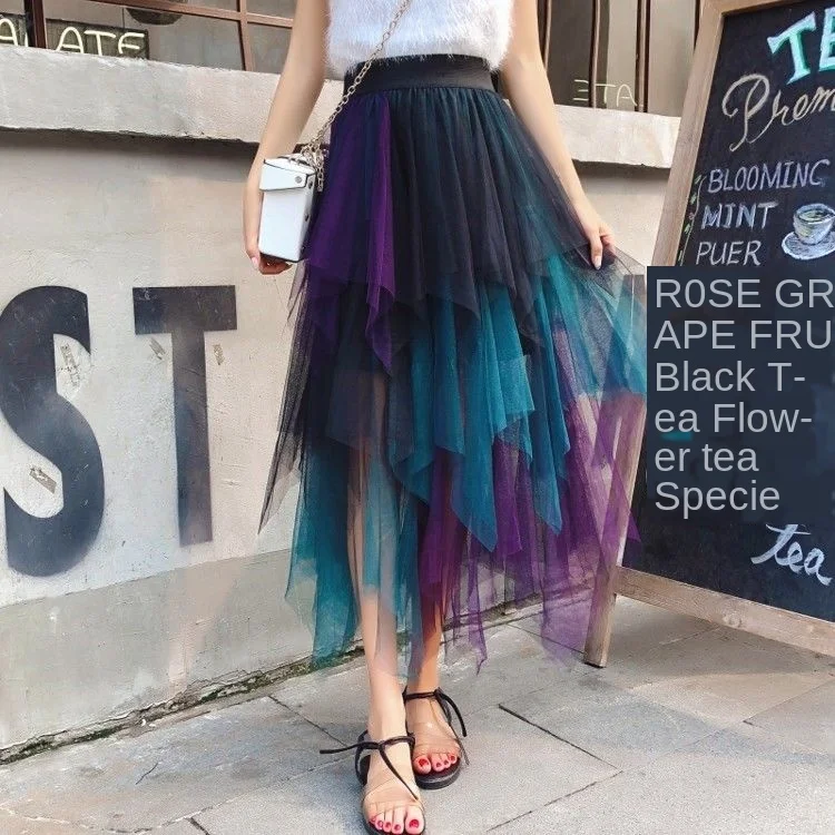 Sexy Female Skirt Women Layers Tulle Maxi Skirt Womens Night Cocktail Party Midi Skirt Elastic Mesh Net Solid Layered Skirts