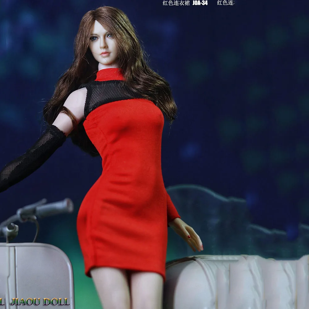 1/6 Scale Sexy Red  Dress Package Hip Tight Red  Skirt Leakage Shoulder Clothes Model for 12 inches Action Figure