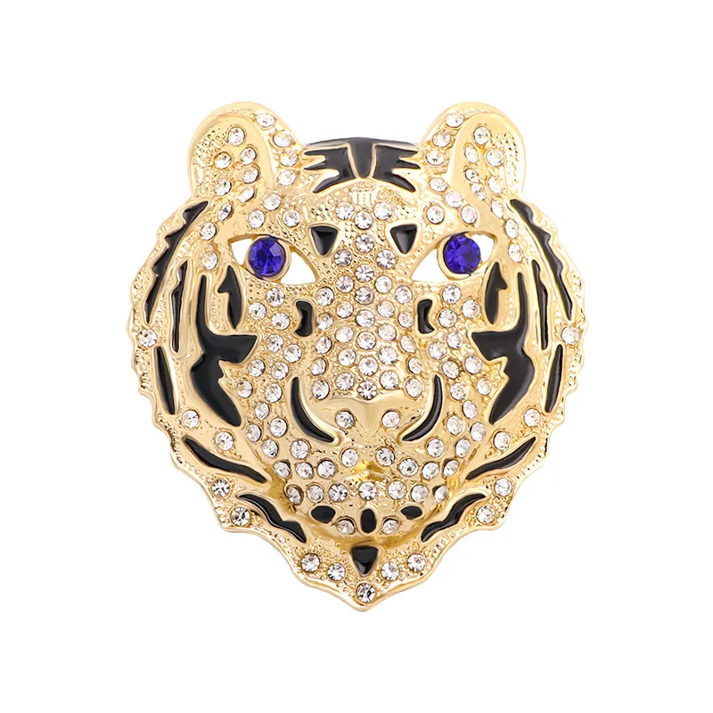 

Gold Plated Animal Rhinestone Enamel Tiger Brooch Pin