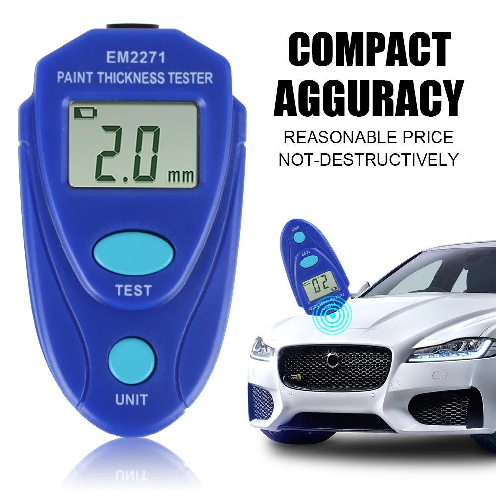 

Manual Digital Mini Car Paint Thickness Meter Car Accessories EM2271 Digital Display Auto Coating Paint Thickness Gauge