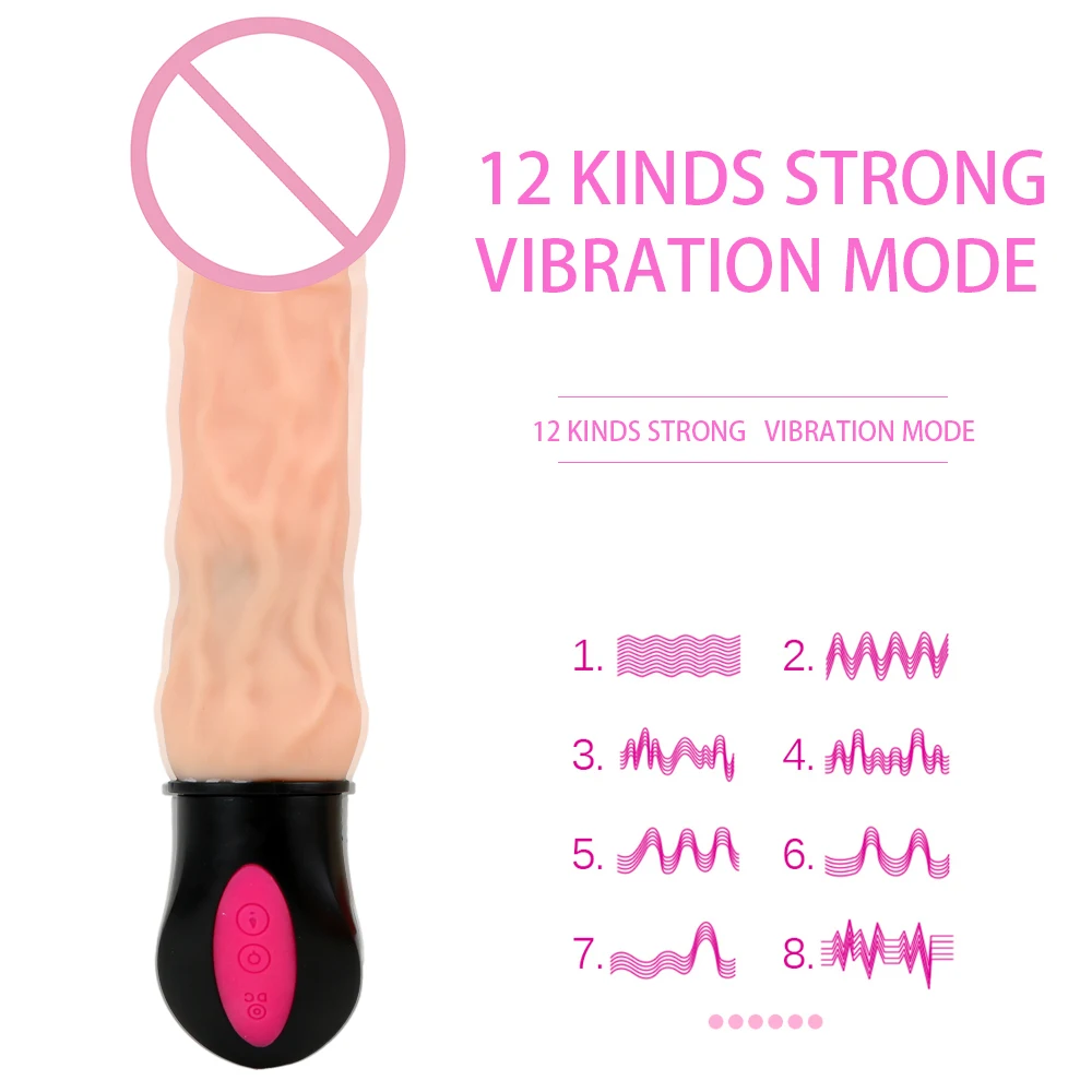 Heating Female Masturbation Sex Toys for Woman Bendable 12 Mode Vagina Massager Flexible Soft Silicone  Realistic Dildo Vibrator