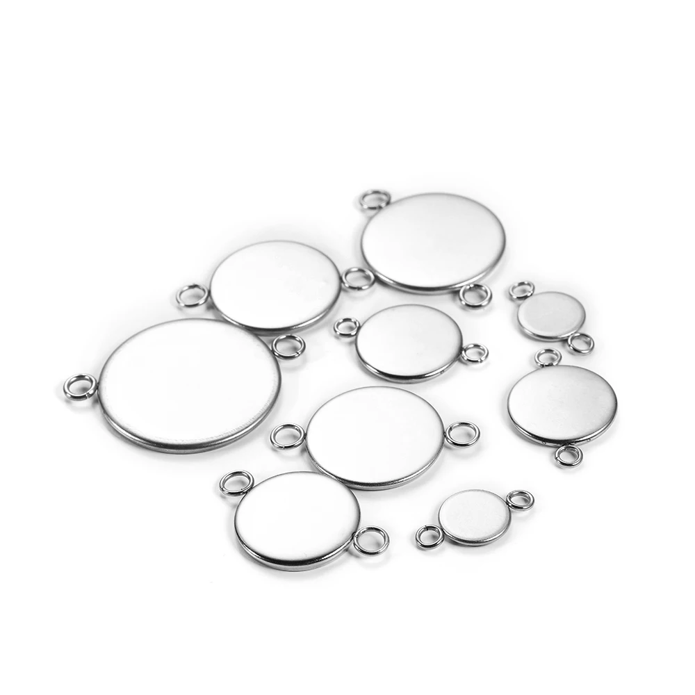 20pcs/Lot Stainless Steel Cabochon Blanks Setting 6-25mm Base Tray Bezels Blank For DIY Bracelet pendant Jewelry Making Supplies