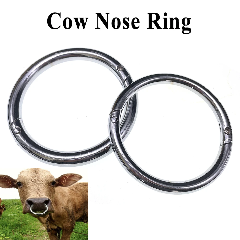 Anillo de Nariz de toro de acero al carbono, arrastre de ganado, dispositivo de vaca para una fácil gestión, Rancho, pastizales, suministros de herramientas de agricultura ganadera, 1 ud.