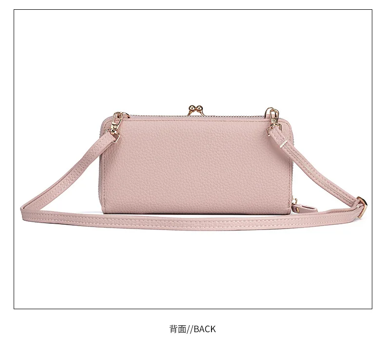 Women Mini Shoulder Bag Soft PU Leather Small Purse Long Money Wallet Mobile Phone Multifunction Credit Card Holder For Girls