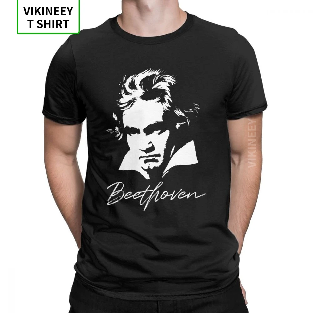 Men Ludwig Van Beethoven T-Shirts Music Classical Composer Novelty Crewneck Fun Clothes 100% Cotton Tees Slim Fit T Shirt