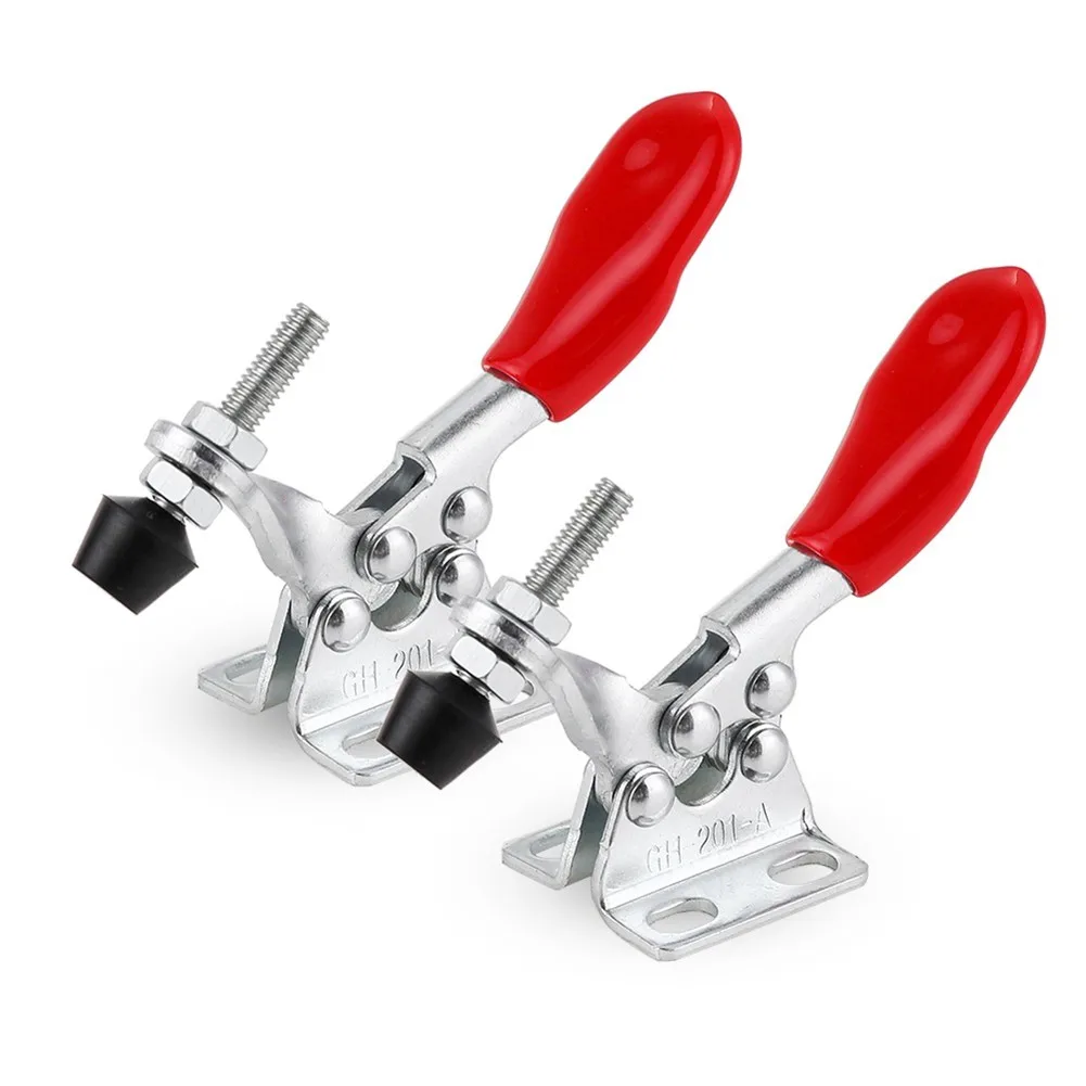 2Pcs GH-201A 27Kg Quick Release Toggle clamps for metal woodworking Horizontal Antislip Covered U-shaped Bar Clip carpentry tool