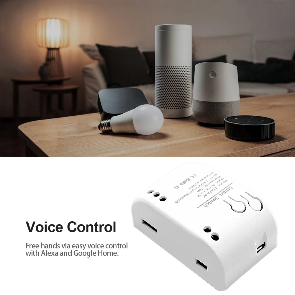 Tuya 1 Channel Smart WiFi Wireless Dry Contact Relay Motor Switch Module,APP Remote Control,Timer,Works With Alexa Google Home