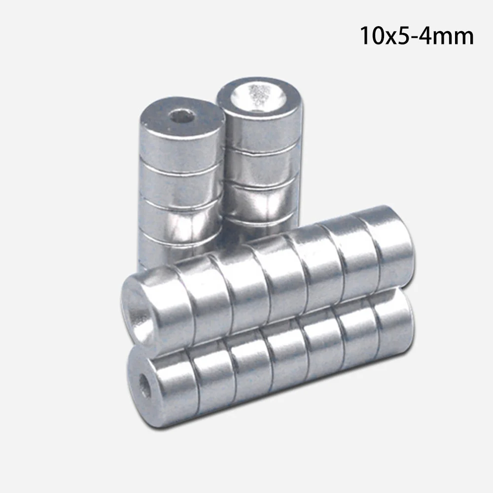 10~200PCS 10x5-4 Stong Neodymium Magnets Disc 10x5 mm Hole 4mm Minor Diameter Magnet Round Countersunk Magnetic 10*5-4 mm 10*5