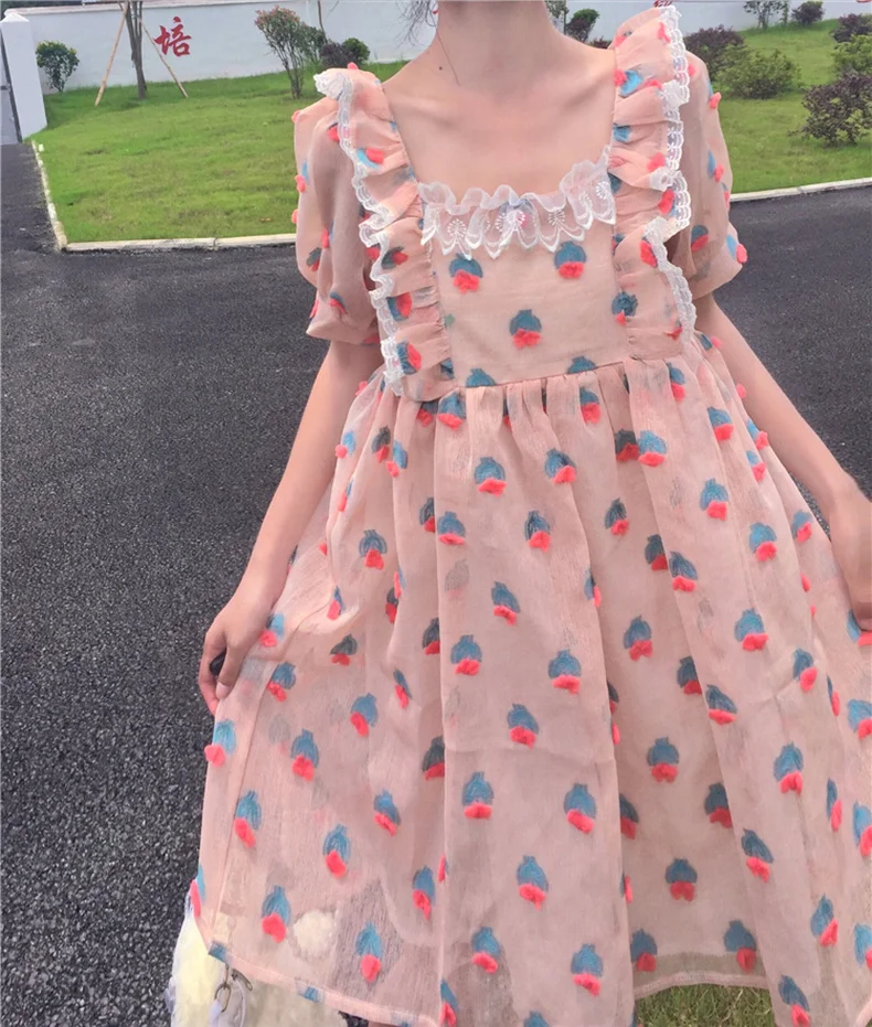 Robe d'été japonaise en dentelle pour filles, douce et mignonne, taille haute, style victorien, kawaii, gothique, lolita op, nouvelle collection