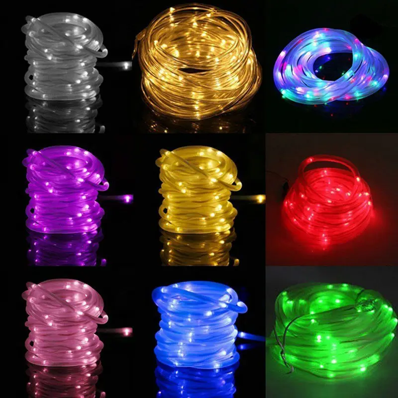 Solar Powered Seil Rohr fee String Licht Ourdoor Weihnachten Garten Weihnachten party Baum flexible kupfer Streifen Lampe 7m/12m/22m option