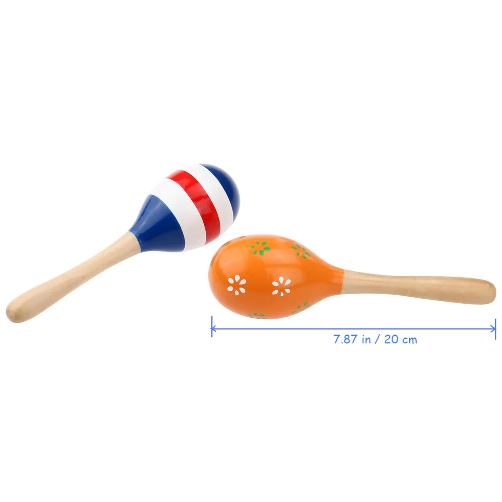 TINKSKY-sonajero de Maracas de madera para niños, 2 uds., 20cm, juguetes educativos musicales (Color aleatorio y patrón)