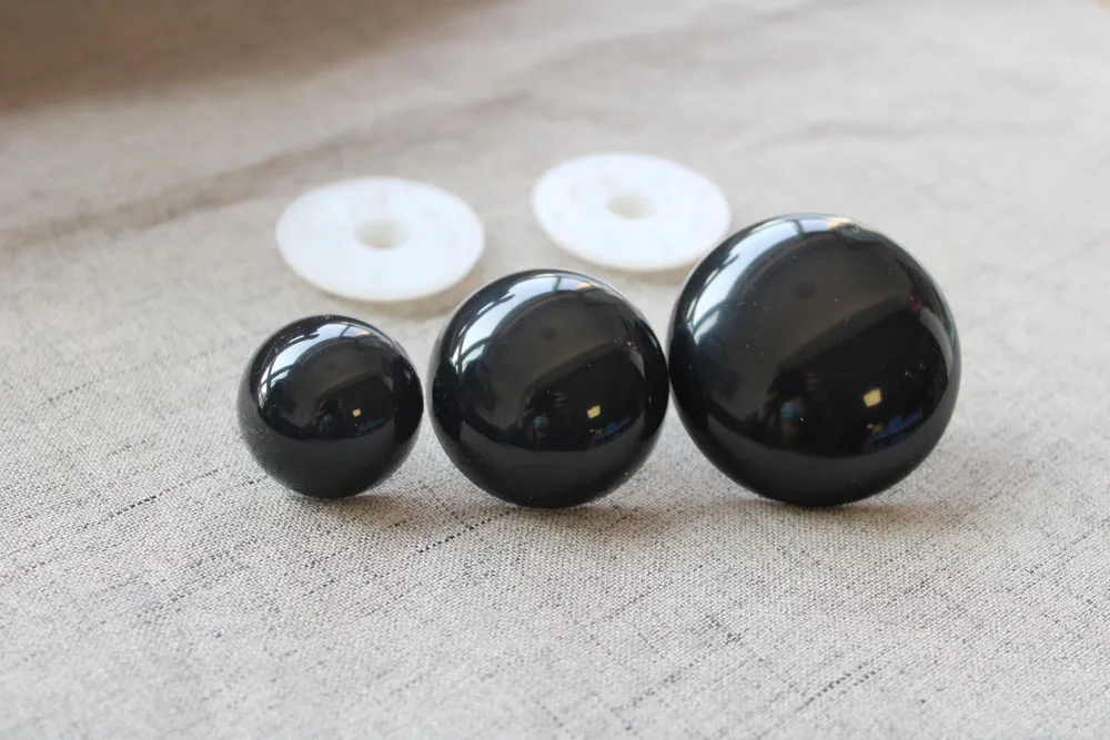 

100pcs/lot NEW 14mm/16mm/18mm/28mm/30mm/40mm/50mm high quality bright full black round toy eyes