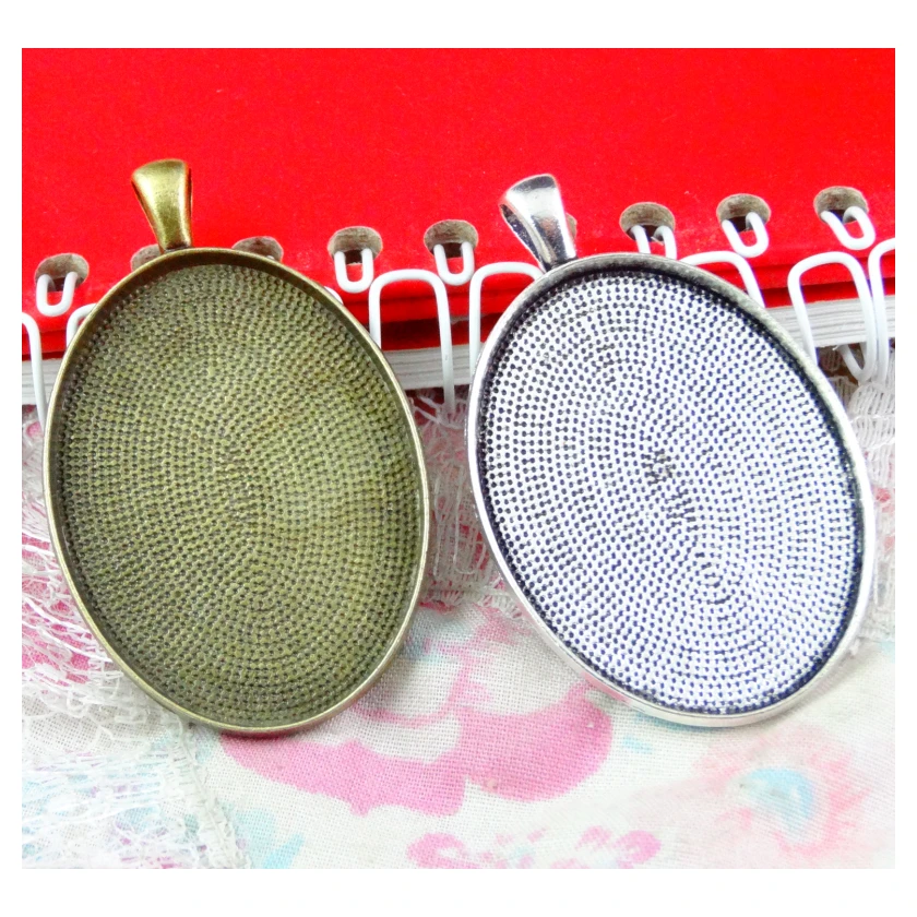 10Pcs 30*40MM Bronze Color Antique Silver Plated Oval Base Charms Pendant Diy Jewelry Accessories image 6
