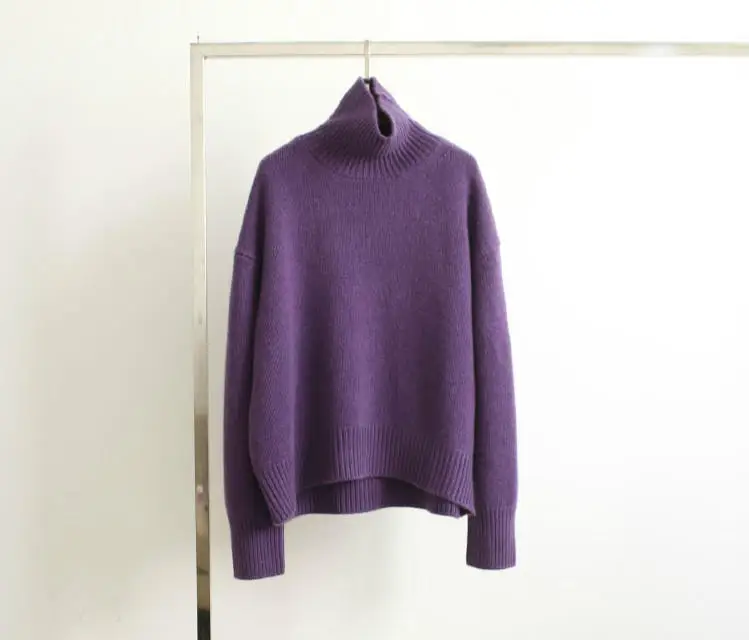 2022 Winter New Female Turtleneck Cashmere And Wool Sweater Women Loose Size Korean Tops Solid Color Thick Pullover Fashion