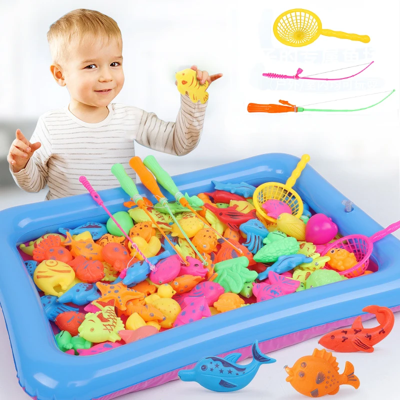 46 teile/satz kinder Magnetischen Angeln Spielzeug Mit Aufblasbare Pool Eltern-kind-Interaktive Spiel Baby Bad Spielzeug Sommer Im Freien spielzeug