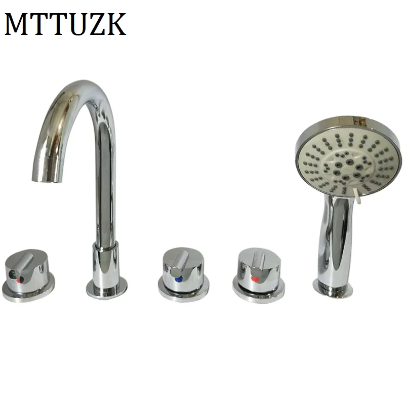 

MTTUZK Cold and Hot Water Solid Brass Mixing Valve Tap Bathtub Faucet Mixer For Bathroom Faucet 5PCS Sets