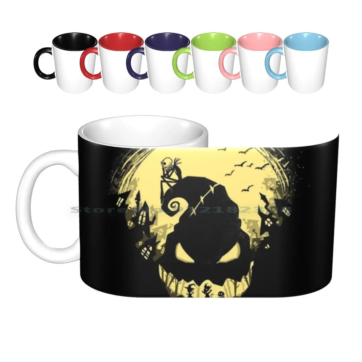 Jack's Nightmare Ceramic Mugs Coffee Cups Milk Tea Mug Burton Jack The Nighmare Before Christmas Halloween Skeleton Black Mr