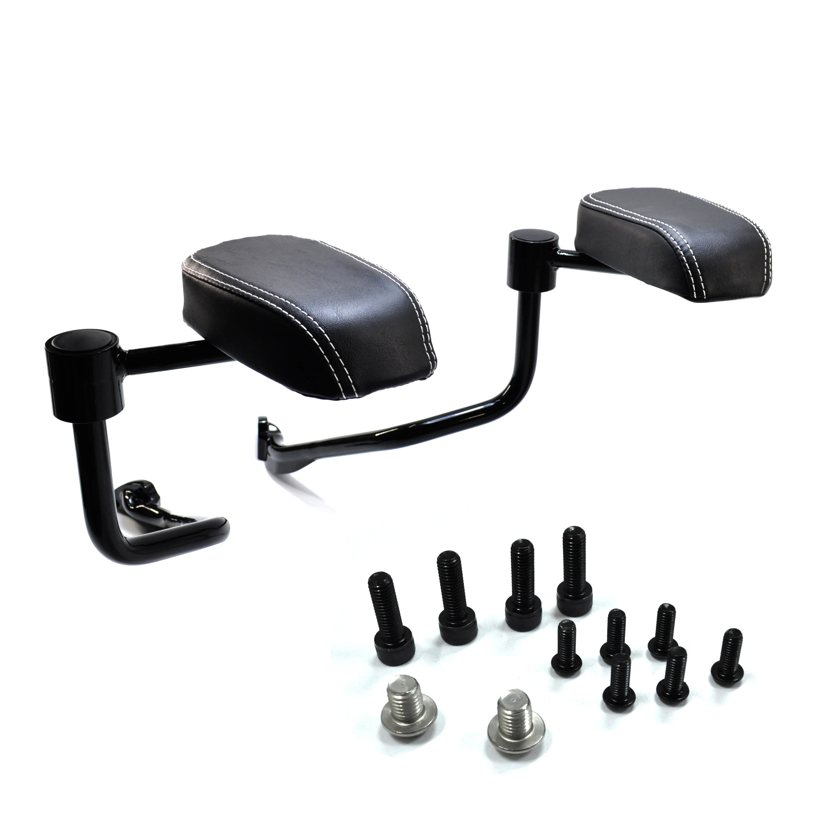 Motorcycle Passenger Trunk Armrest Supports in Chrome Bright Black For INDIAN Roadmaster Dark Horse 2014-2023 Leather