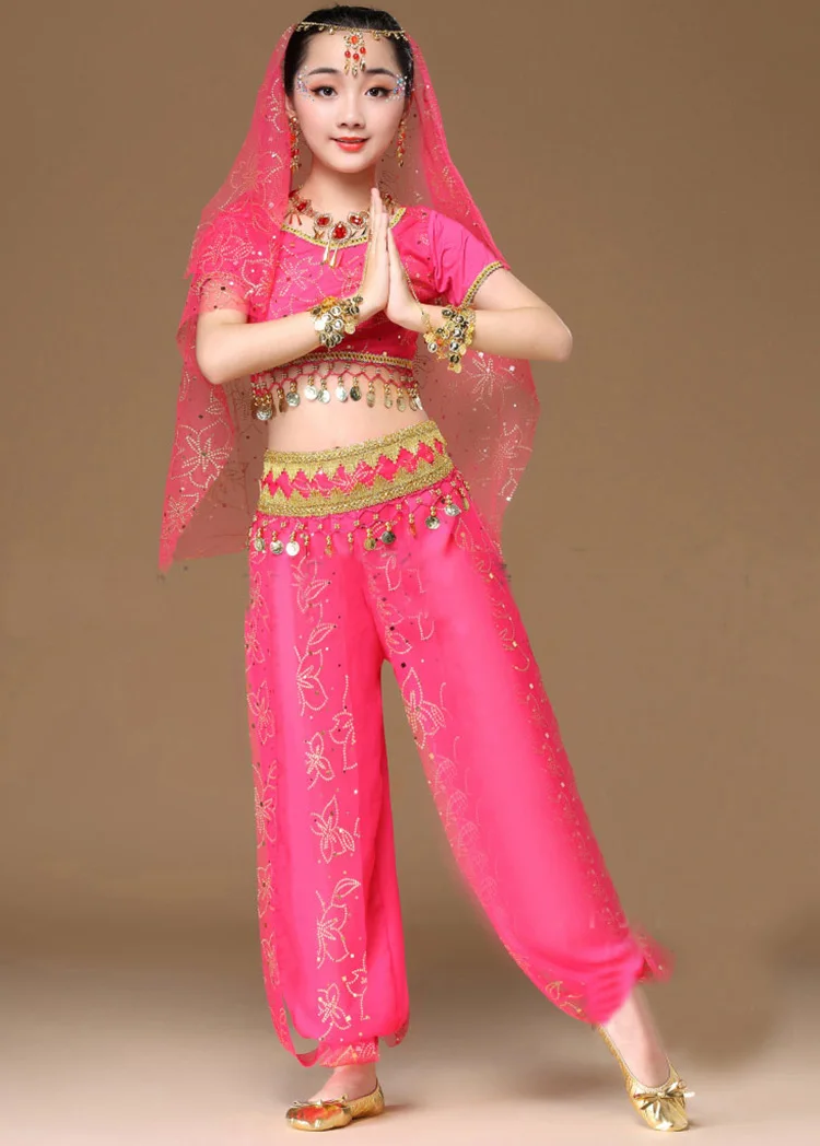 Oriental Dance Kostüme Mädchen Ägypten Kid Bauchtanz Kostüme Set Ägyptischer Bollywood Indischen Bauchtanz Kleidung Indien 3 Farbe