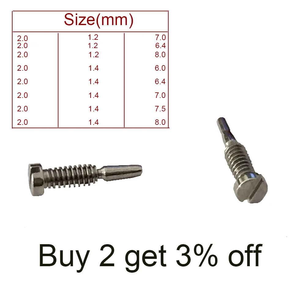 200pcs Various Size Screws For Eyeglass Spring Hinge Repairing Snap Off Screws Self-aligning Screws For Spring Hinge