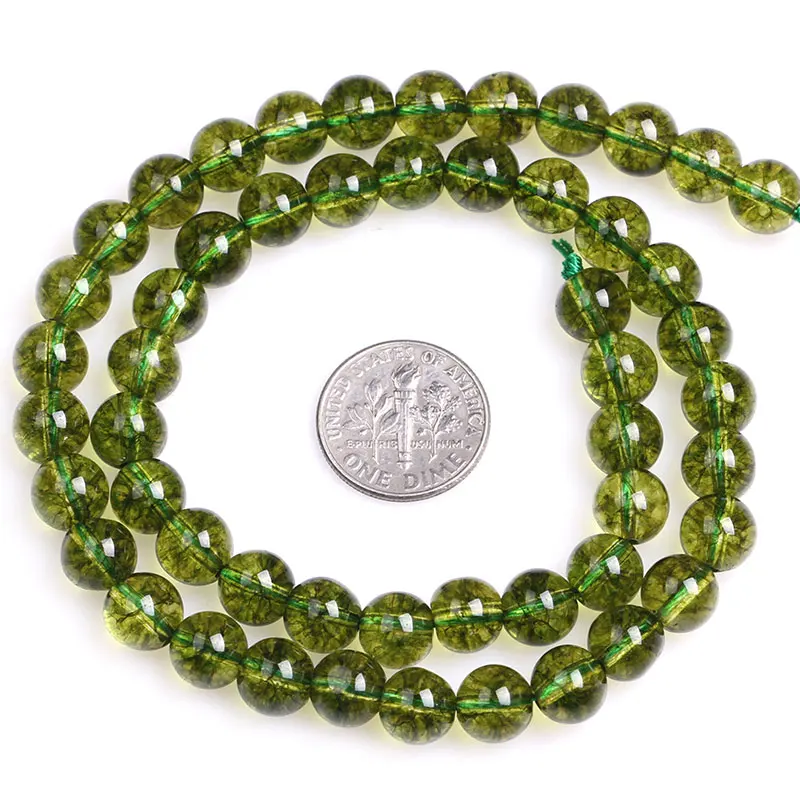 Round Green Peridot Beads For Jewelry Making Strand 15 inch DIY Fashion Bracelet Necklace Jewelry Loose Bead 6mm 8mm