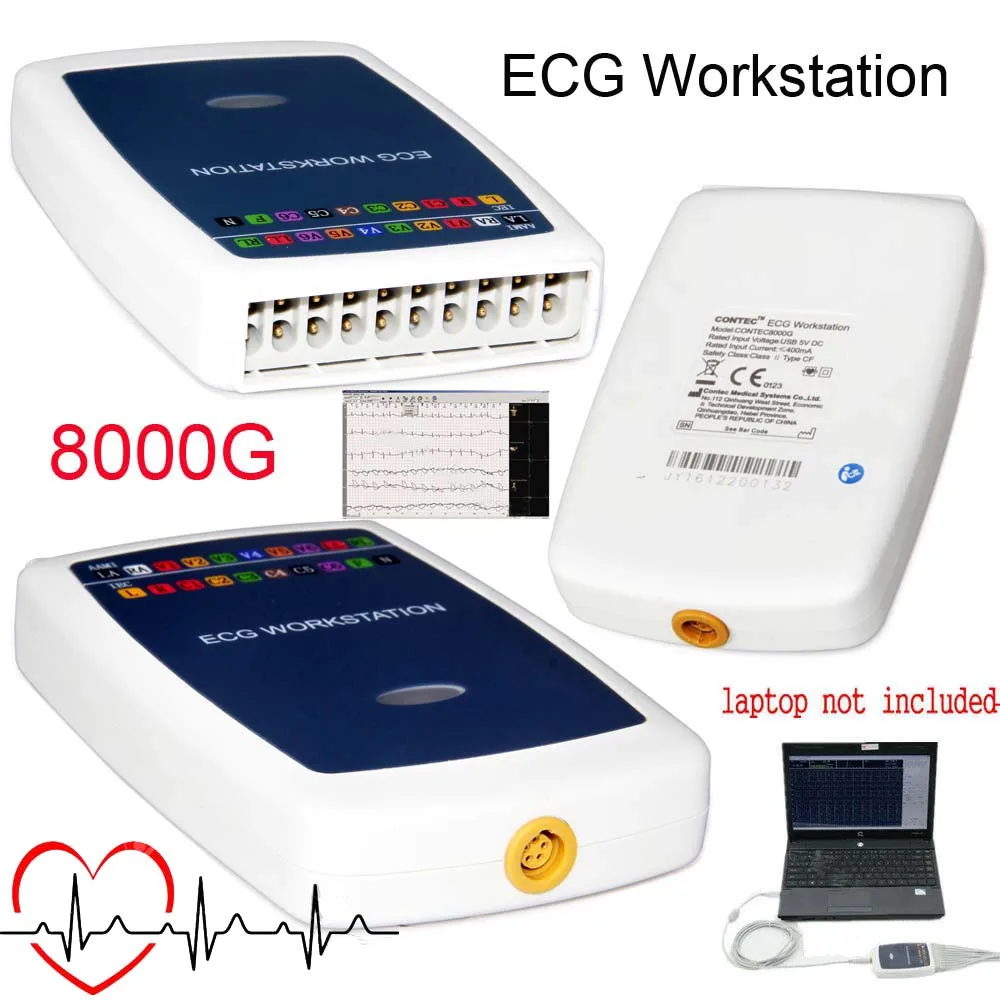 8000G ECG Workstation Portable Waveform 12 Lead Resting Analyzer Recorder System ECG Machine