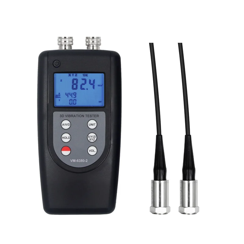 Digital  2 Channels  VM-6380-2 Vibration Meter for Measuring Periodic Motion Contact Tachometer and Photo Tachometer Vibrometer