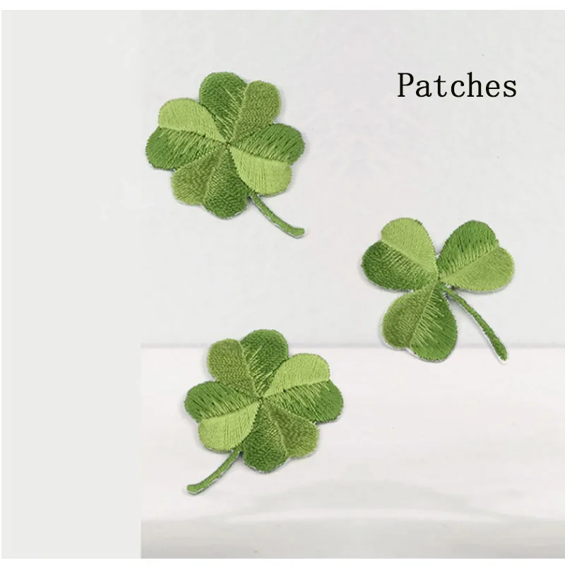 2Pcs Lucky Clover Embroidery Patches Emblem Sew on Applique Iron Patch for Clothing Bags Shoes DIY Craft Repair Clothes Patches