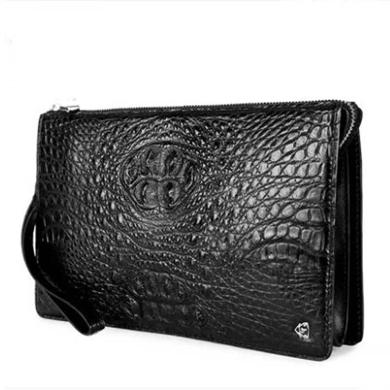 gete new New crocodile leather handbag large capacity wallet crocodile leather bag business men's bag wrist bag big